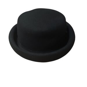 Amanda Smith Black 100% Wool Pork Pie Fedora Derby Hat